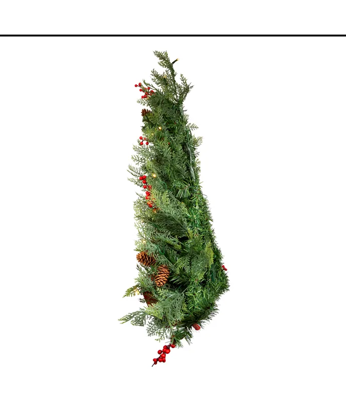Kurt S. Adler - 26" Battery Operated Pre-Lit Warm White LED Berry and Pinecone Wall Tree - Image 5