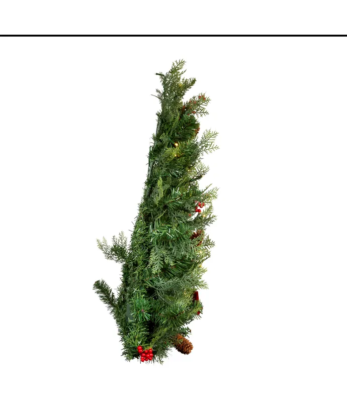 Kurt S. Adler - 26" Battery Operated Pre-Lit Warm White LED Berry and Pinecone Wall Tree - Image 4