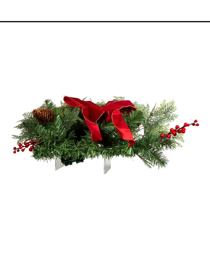 Kurt S. Adler - 26" Battery Operated Pre-Lit Warm White LED Berry and Pinecone Wall Tree - Image 2