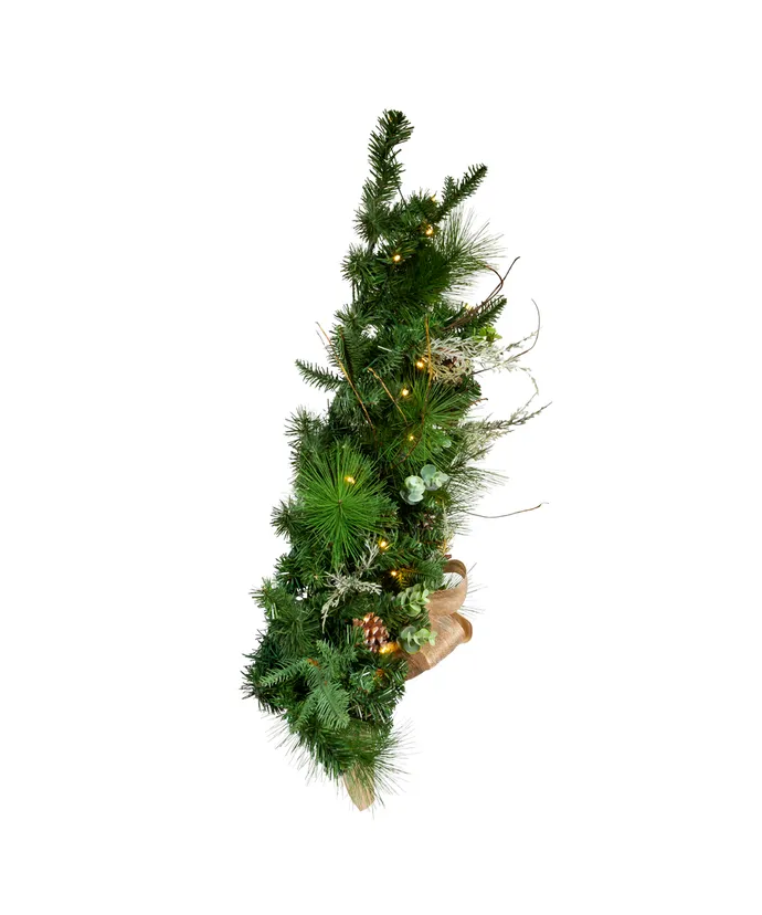 Kurt S. Adler - 26" Battery Operated Pre-Lit Warm White LED Pinecone Wall Tree - Image 4