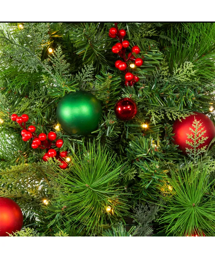 Kurt S. Adler - 26" Battery Operated Pre-Lit Warm White LED Red and Green Wall Tree - Image 8