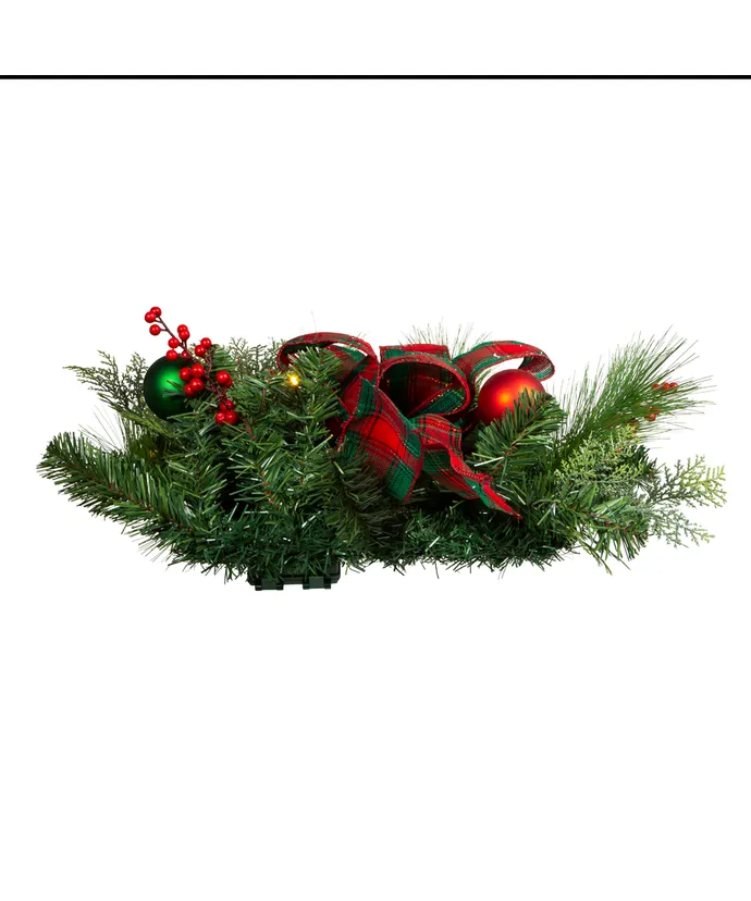 Kurt S. Adler - 26" Battery Operated Pre-Lit Warm White LED Red and Green Wall Tree - Image 2