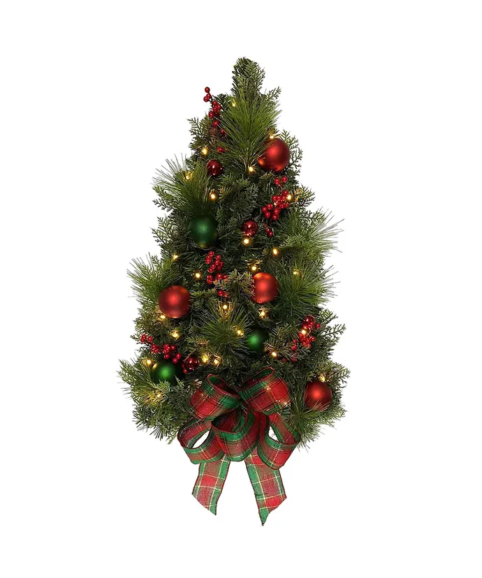Kurt S. Adler - 26" Battery Operated Pre-Lit Warm White LED Red and Green Wall Tree
