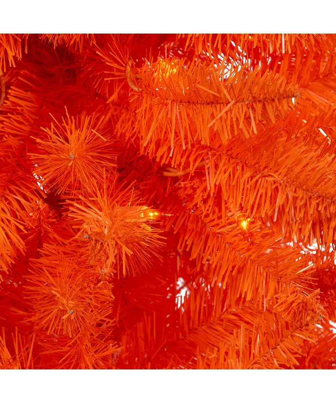 Kurt S. Adler - 4.5' Pre-Lit Halloween Orange Potted Tree With Orange Incandescent Lights - Image 2