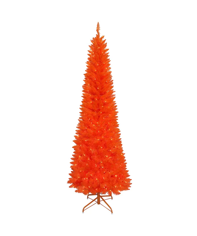 Kurt S. Adler - 7' Pre-Lit Halloween Orange Tree With Orange Incandescent Lights