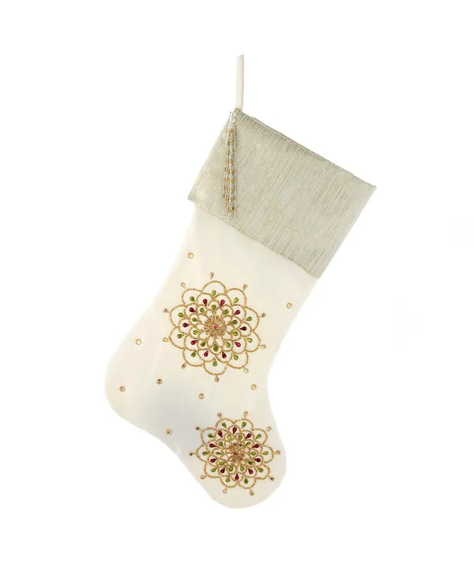 Kurt S. Adler - Ivory Embossed Stocking