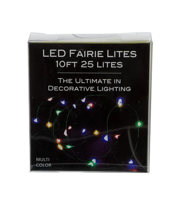 Kurt S. Adler - 10' Battery Operated 25-Light Multicolor Fairy LED Green Wire Light Set - Image 5