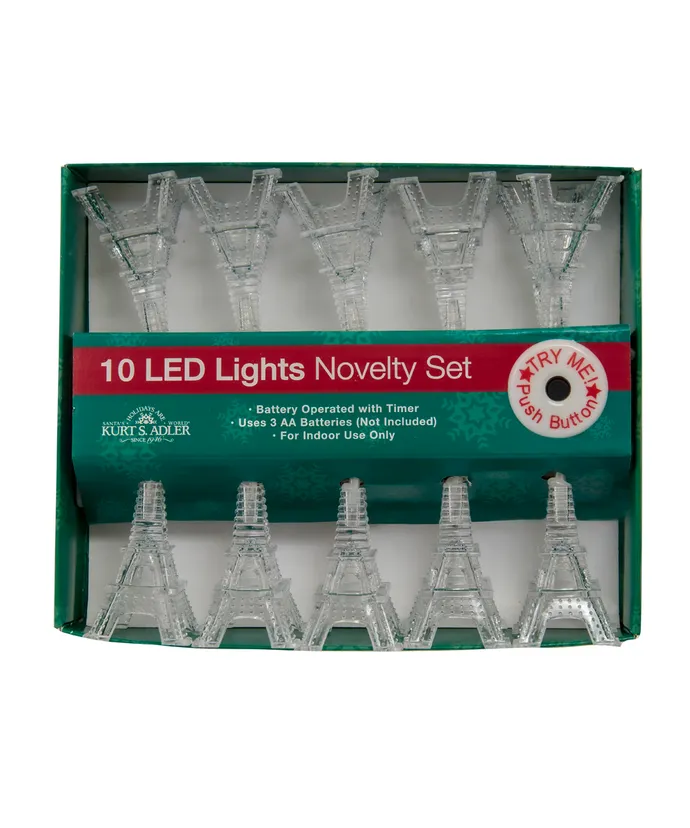 Kurt S. Adler - 11' 10-Light Battery-Operated Eiffel Tower Warm White LED Light Set - Image 2