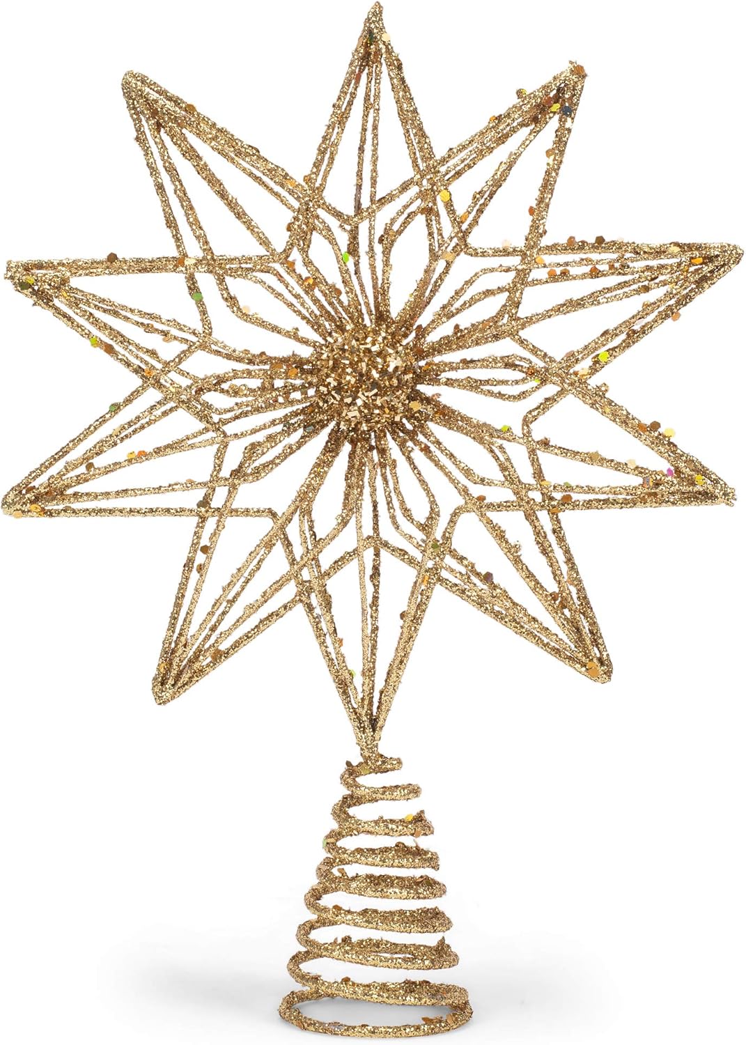 Kurt S. Adler - 12.5-Inch Gold Glitter Polygonal Star Treetop Tree Topper, Multi
