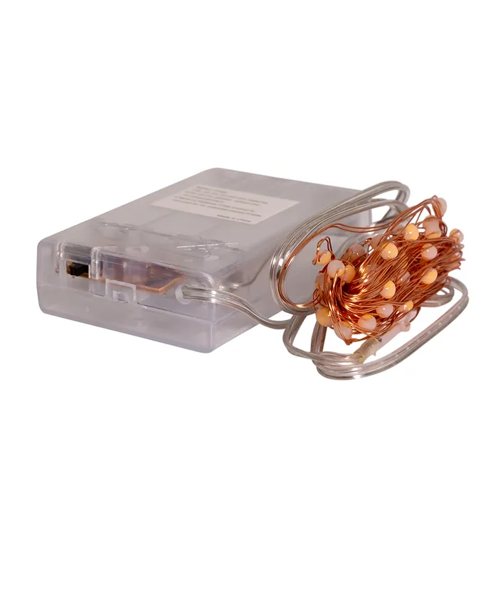 Kurt S. Adler - 18.3' Battery Operated 50-Light Classic White Superbright LED Copper Wire Light Set - Image 3