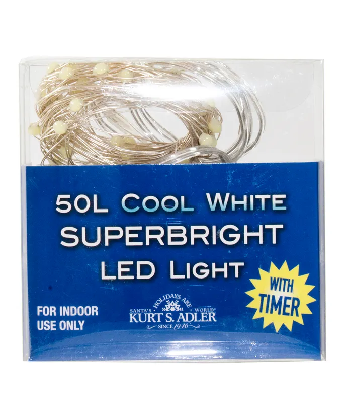 Kurt S. Adler - 18.3' Battery-Operated 50-Light Classic White Superbright LED Light Set - Image 4