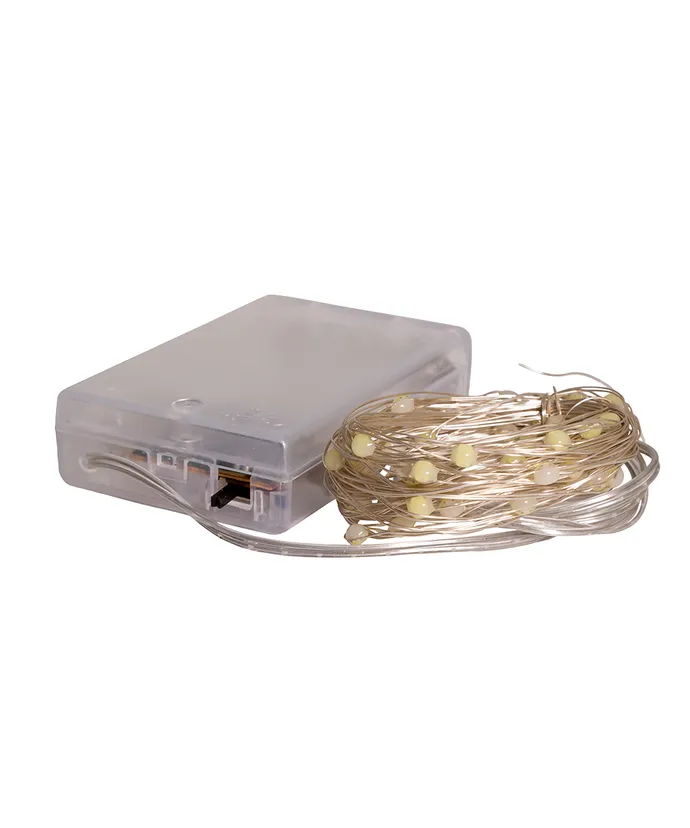 Kurt S. Adler - 18.3' Battery Operated 50-Light Cool White Superbright LED Silver Wire Light Set - Image 2