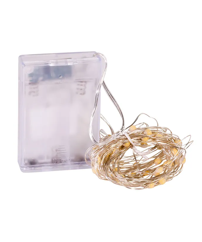 Kurt S. Adler - 18.3' Battery Operated 50-Light Warm White Superbright LED Silver Wire Light Set - Image 2