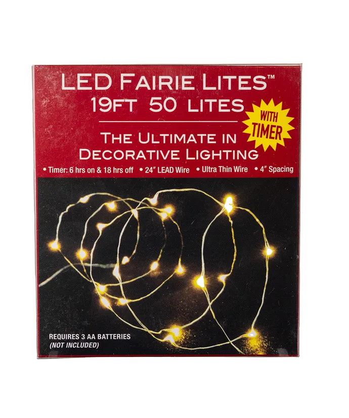 Kurt S. Adler - 19' 50-Light Battery-Operated Cool White LED Fairy Light Set - Image 3