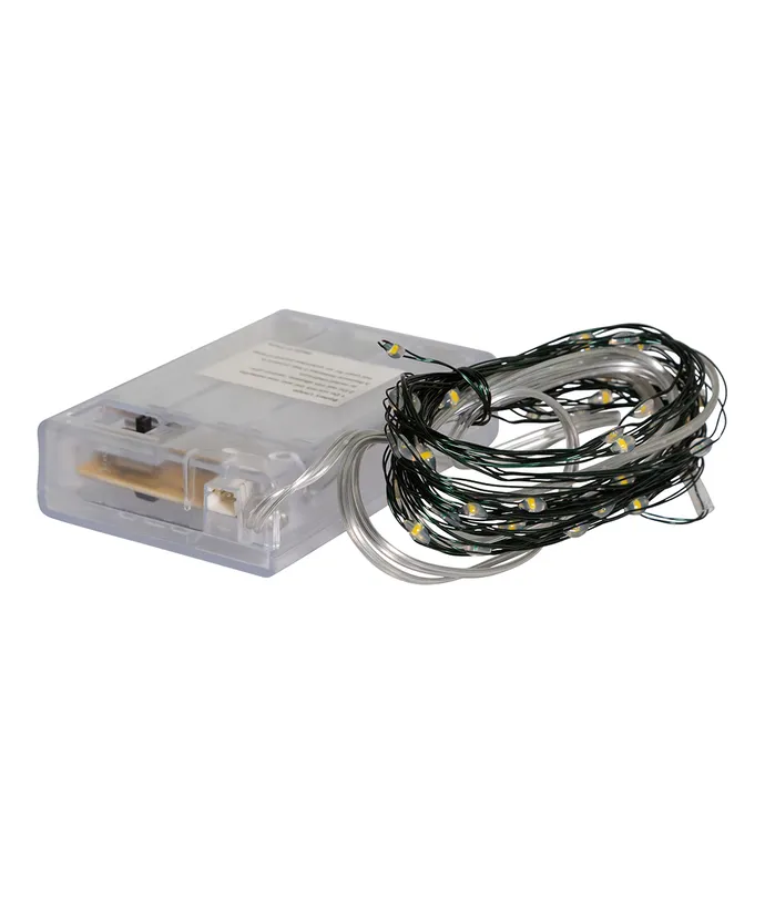Kurt S. Adler - 19' 50-Light Battery-Operated Cool White LED Green Wire Fairy Lights - Image 3