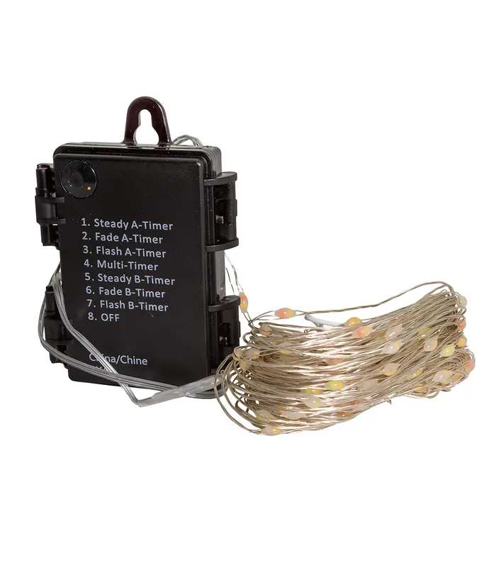 Kurt S. Adler - 34' Battery Operated 100-Light Dual Color (Warm White & Multicolor) LED Silver Wire Multifunction Light Set - Image 3