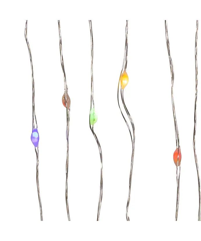 Kurt S. Adler - 34' Battery Operated 100-Light Dual Color (Warm White & Multicolor) LED Silver Wire Multifunction Light Set