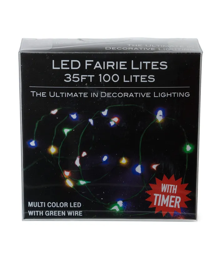Kurt S. Adler - 35' Battery Operated 100-Light Multicolor Fairy LED Green Wire Light Set - Image 5