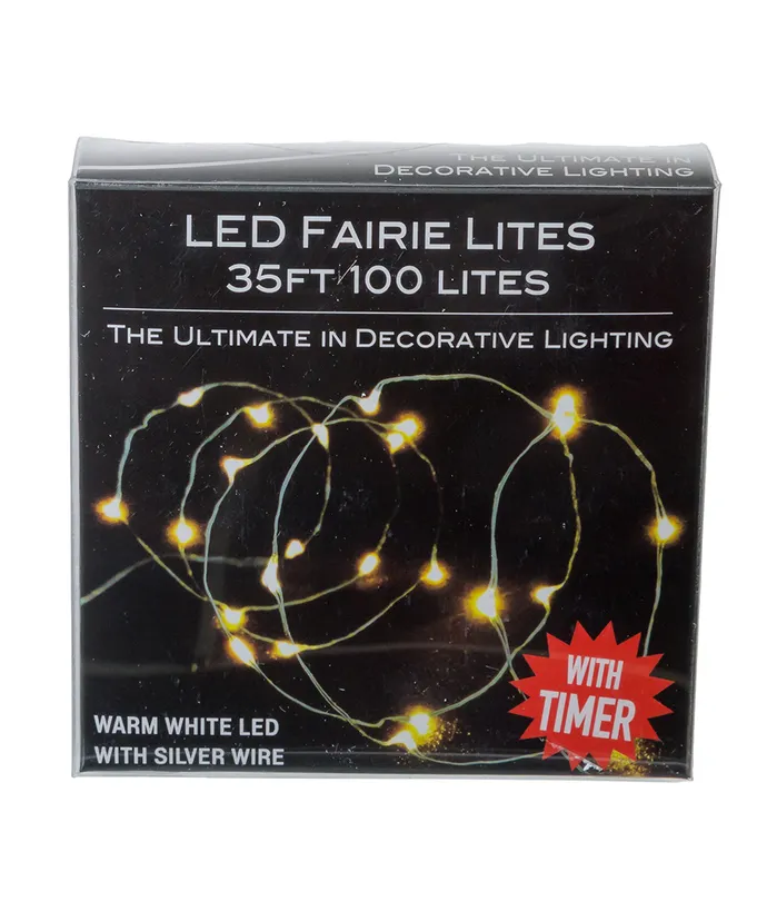 Kurt S. Adler - 35' Battery Operated 100-Light Warm White Fairy LED Silver Wire Light Set - Image 5