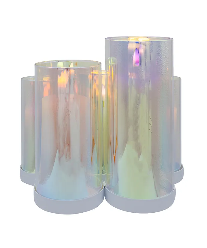 Kurt S. Adler - 4.5"-6.9" LED Flicker Flame Iridescent Glass Candles, 5-Piece Set - Image 6