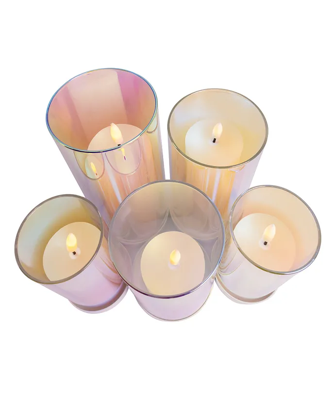 Kurt S. Adler - 4.5"-6.9" LED Flicker Flame Iridescent Glass Candles, 5-Piece Set - Image 8