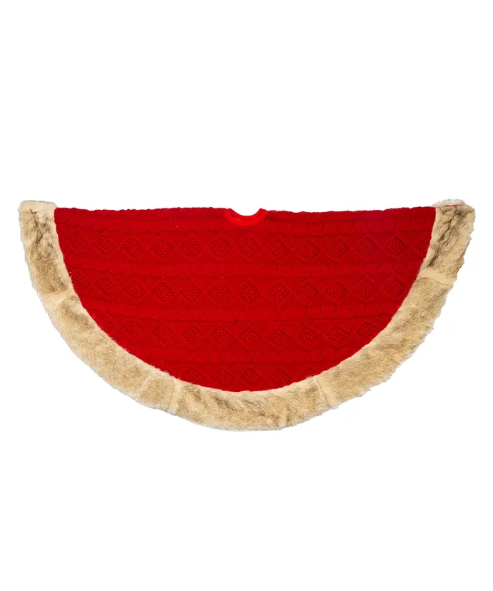 Kurt S. Adler - 48" Red Cable Knit Tree Skirt