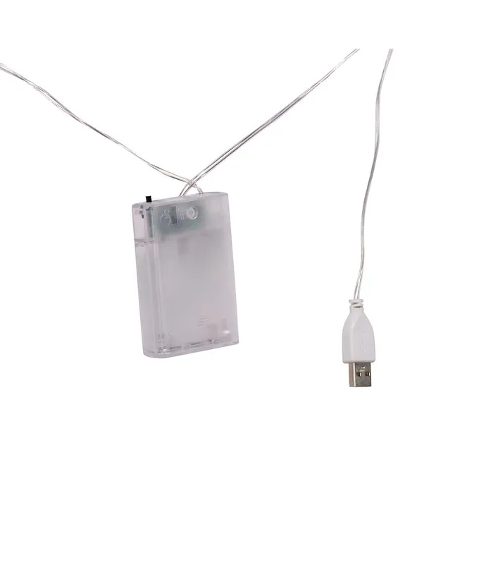 Kurt S. Adler - 5.4' 10-Light USB Battery-Operated Warm White LED Silver Glass Pinecone Light Set - Image 3