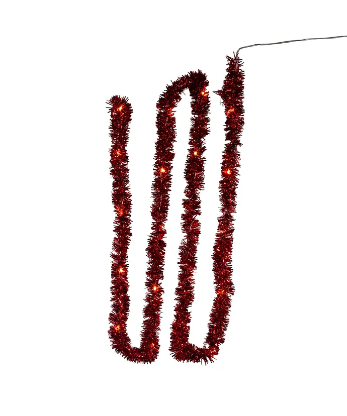 Kurt S. Adler - 6' Battery Operated 20-Light Red & Gold Superbright LED Tinsel Garlands, 2 Assorted - Image 2