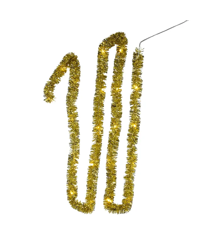 Kurt S. Adler - 6' Battery Operated 20-Light Red & Gold Superbright LED Tinsel Garlands, 2 Assorted - Image 4