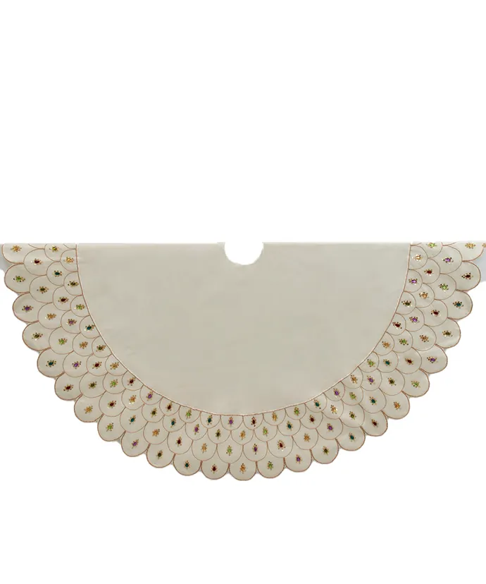 Kurt S. Adler - 60" Ivory Embossed Tree Skirt