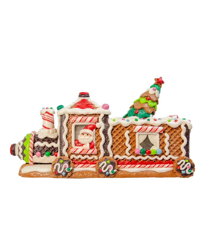 Kurt S. Adler - 7" Battery Operated LED Gingerbread Train With Tree Table Piece