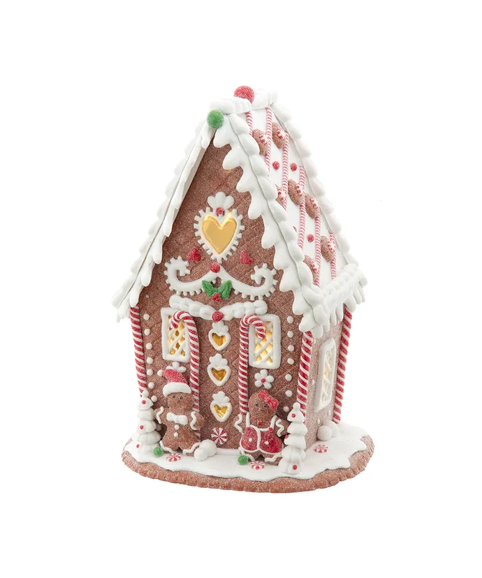 Kurt S. Adler - 7.87" Battery Operated LED Gingerbread House With Heart