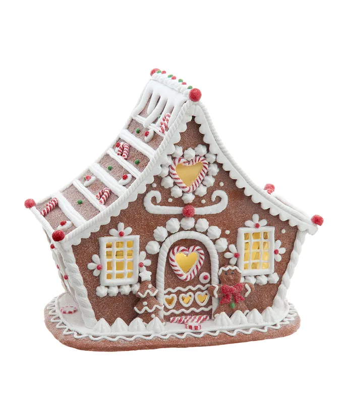 Kurt S. Adler - 7.87" Battery Operated LED Gingerbread House With White Icing