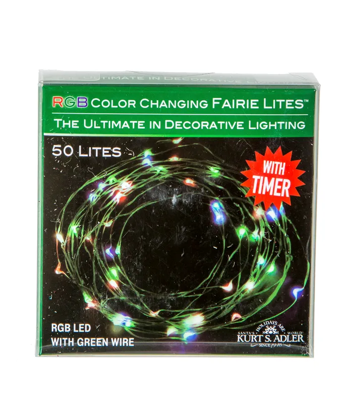 Kurt S. Adler - Battery Operated 50-Light RGB Fairy LED Green Wire Light Set - Image 4