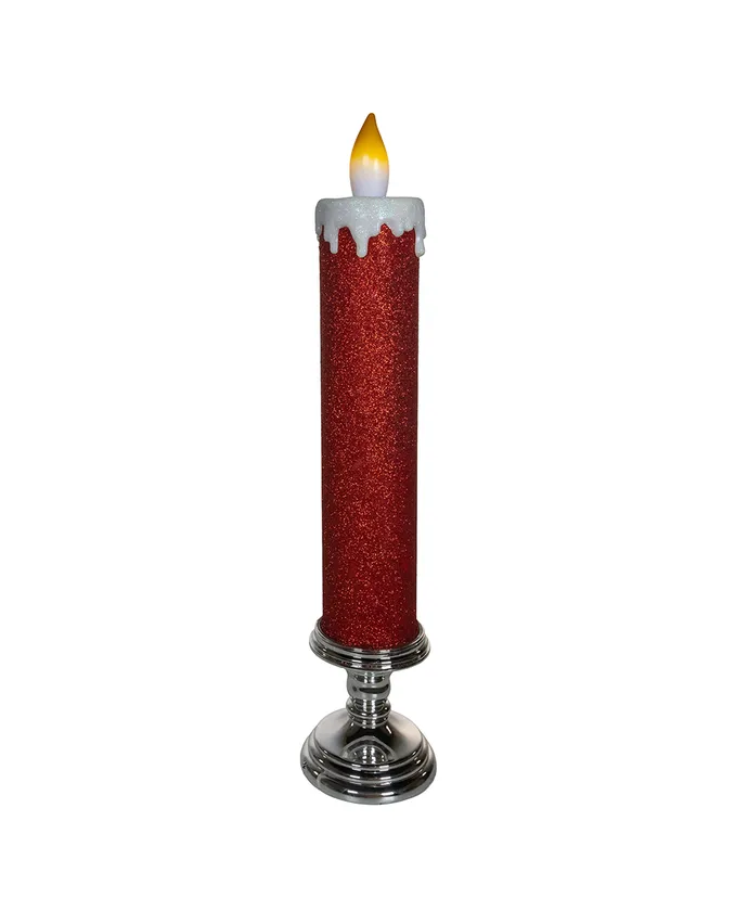 Kurt S. Adler - Battery Operated Red Glittered Candle With Warm White LED Flicker Flame - Image 12