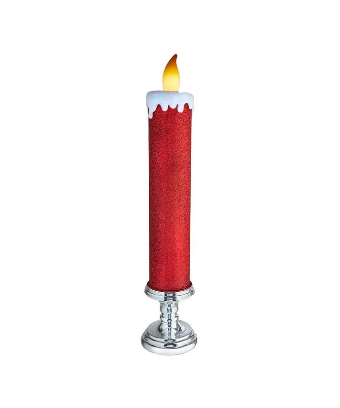 Kurt S. Adler - Battery Operated Red Glittered Candle With Warm White LED Flicker Flame - Image 10