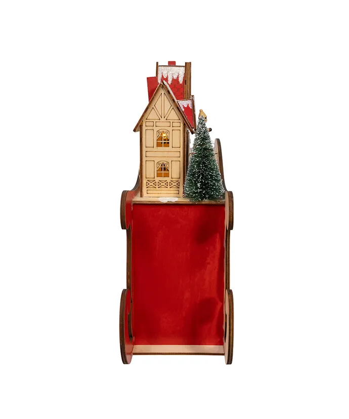 Kurt S. Adler - 13.77" Battery Operated LED Lighted Sleigh With Village Scene Table Piece