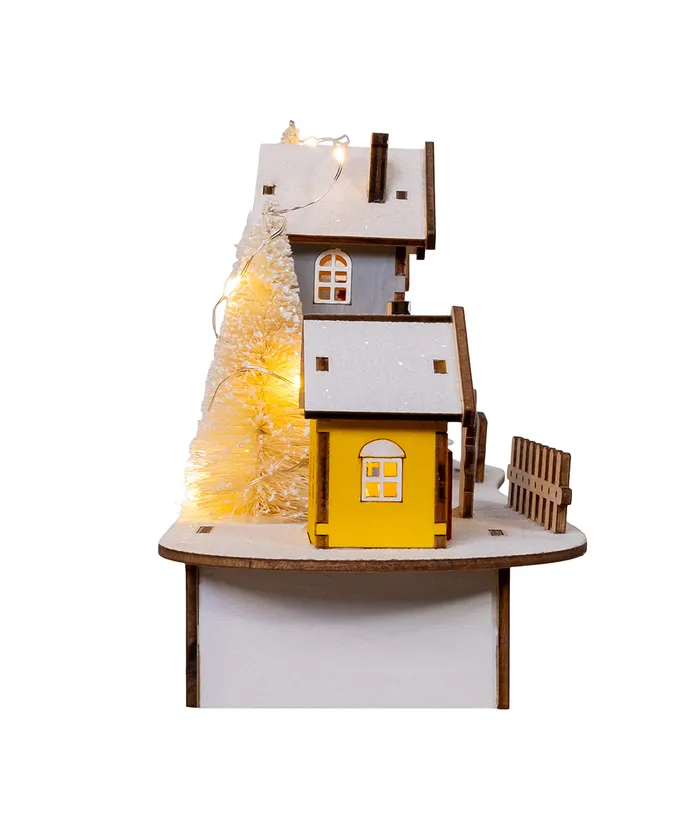 Kurt S. Adler - 13" Battery Operated 10-Light Village With Snowman Scene