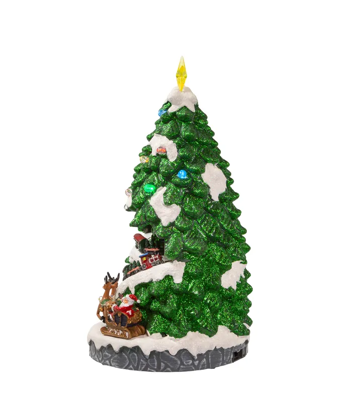 Kurt S. Adler - 15.7" Battery Operated Lighted Musical Christmas Tree With Moving Train