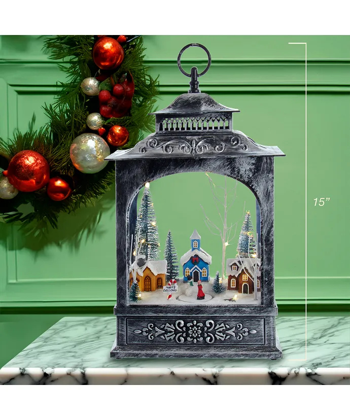 Kurt S. Adler - 15" Battery-Operated LED Musical Christmas Village Lantern - Image 5