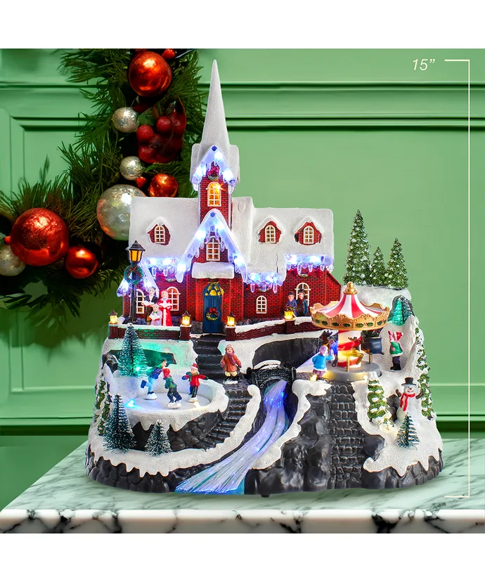 Kurt S. Adler - 15" Lighted Musical Church
