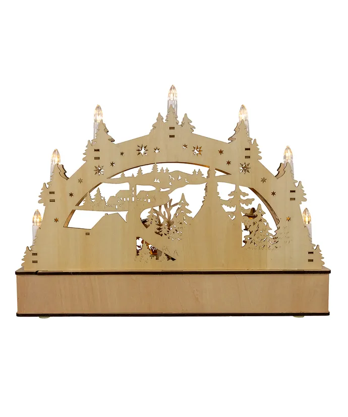 Kurt S. Adler - 17.72" Wooden LED Light-Up Christmas Village With Candle