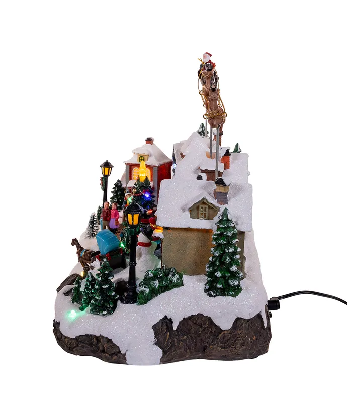 Kurt S. Adler - 7.3" Battery Operated Multicolor LED Lighted Musical Santa & Sleigh Table Piece