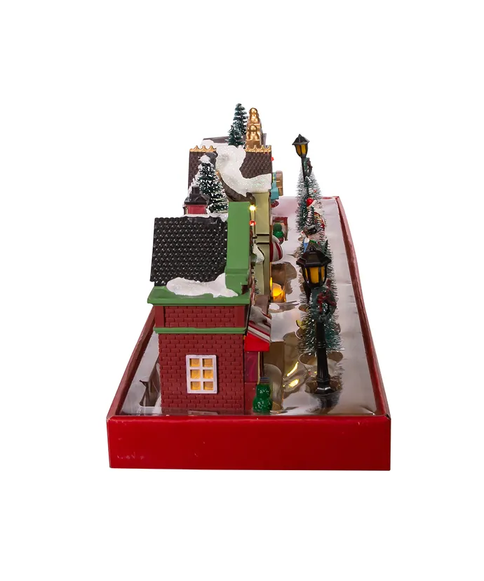 Kurt S. Adler - Battery-Operated LED Light-Up Christmas Village Set, 17-Pieces