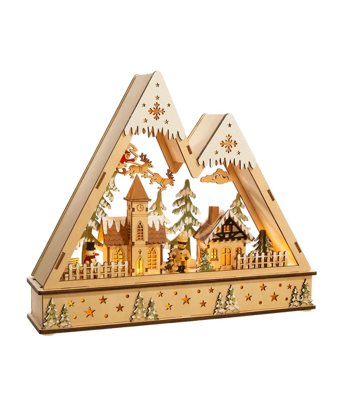 Kurt S. Adler - Battery-Operated Light-Up LED Mountain Village