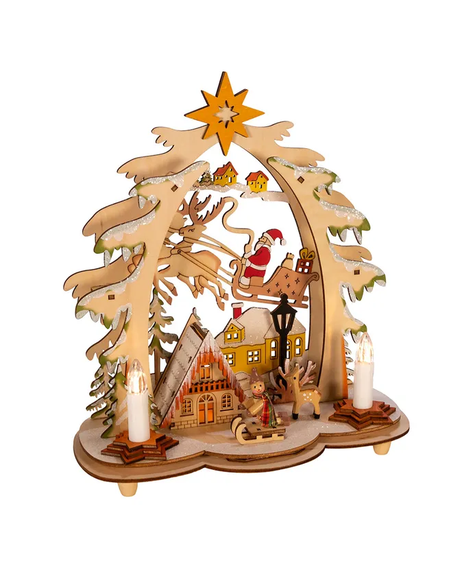 Kurt S. Adler - Battery-Operated Wooden Village House with Santa