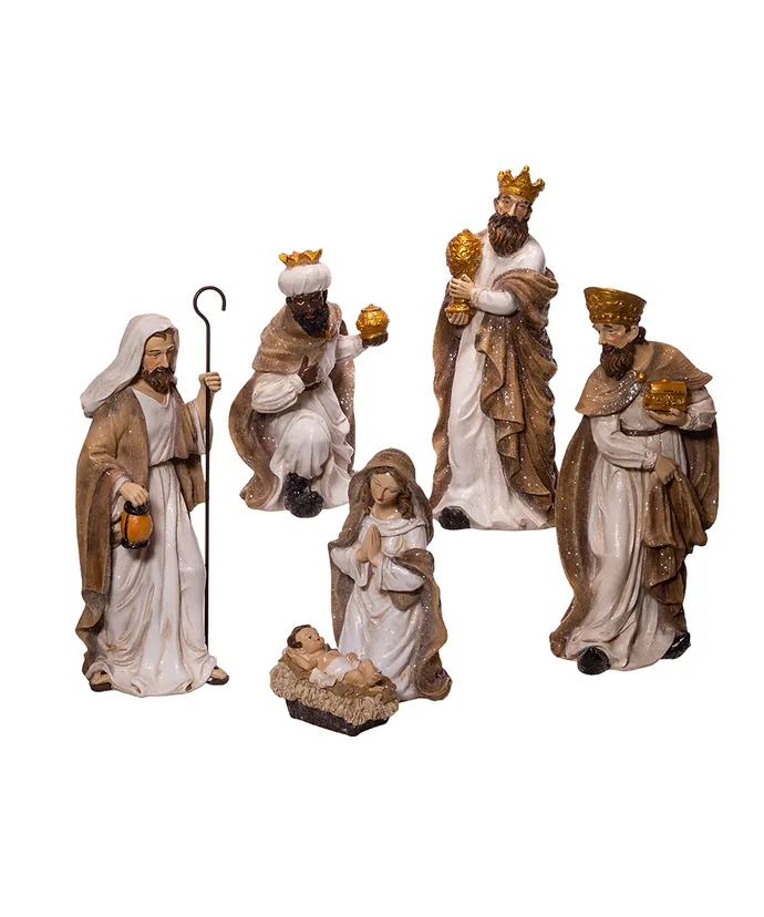 Kurt S. Adler - Glittered Nativity Figurines, 6-Piece Set