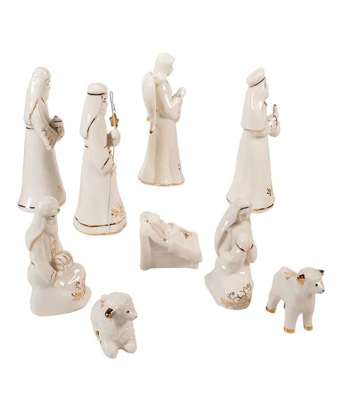 Kurt S. Adler - Gold and White Nativity Table Piece, 9-Pieces