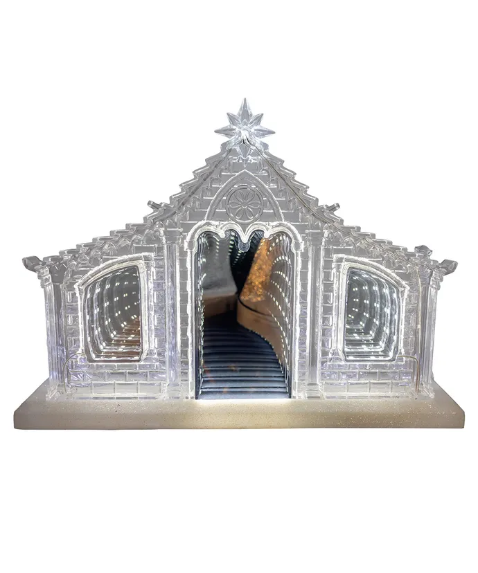 Kurt S. Adler - Lighted Musical Nativity Scene With Silver Bottom Base