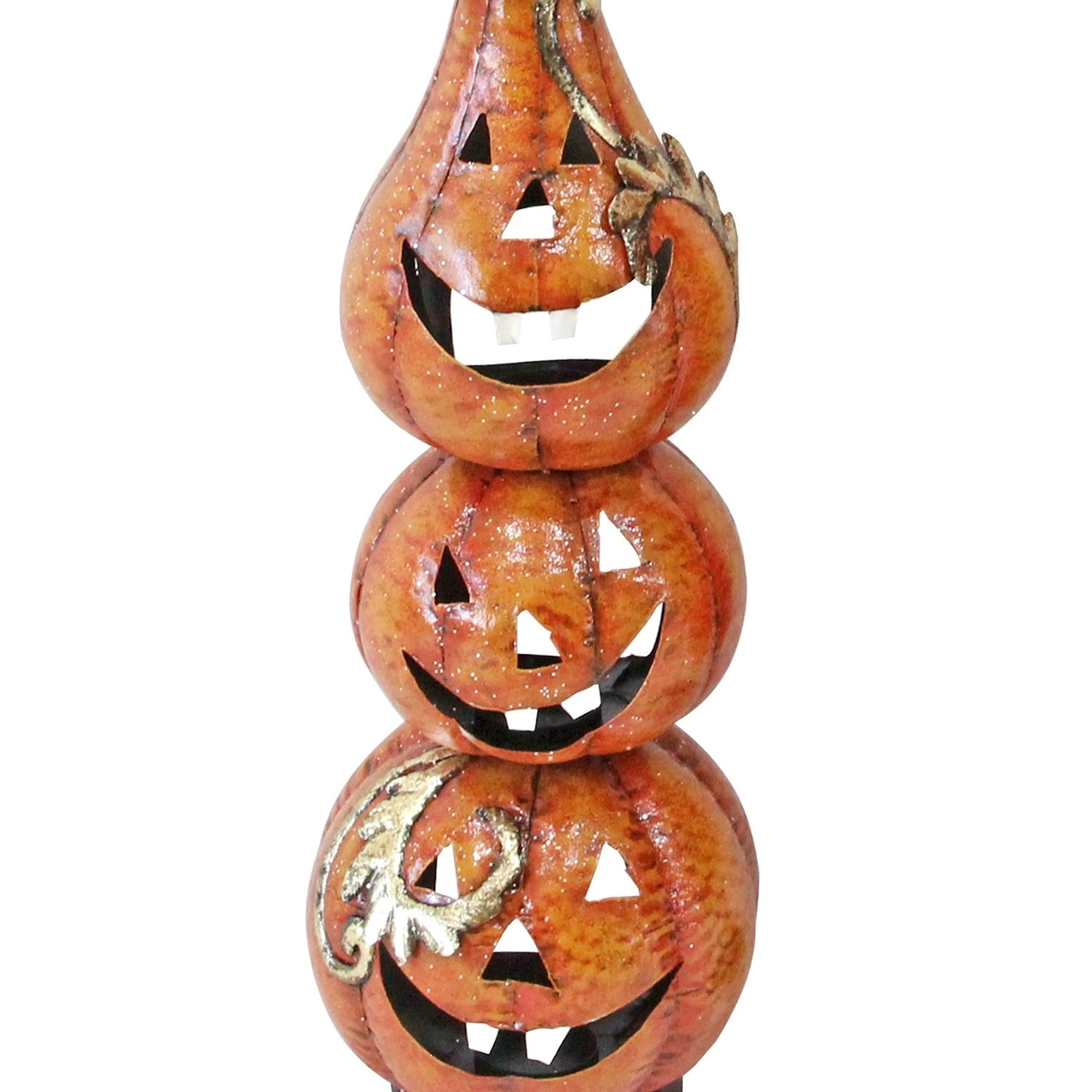 Funny Metal Jack-O-Lantern Totem Tower, Orange - 7" x 7" x 31" - Image 2